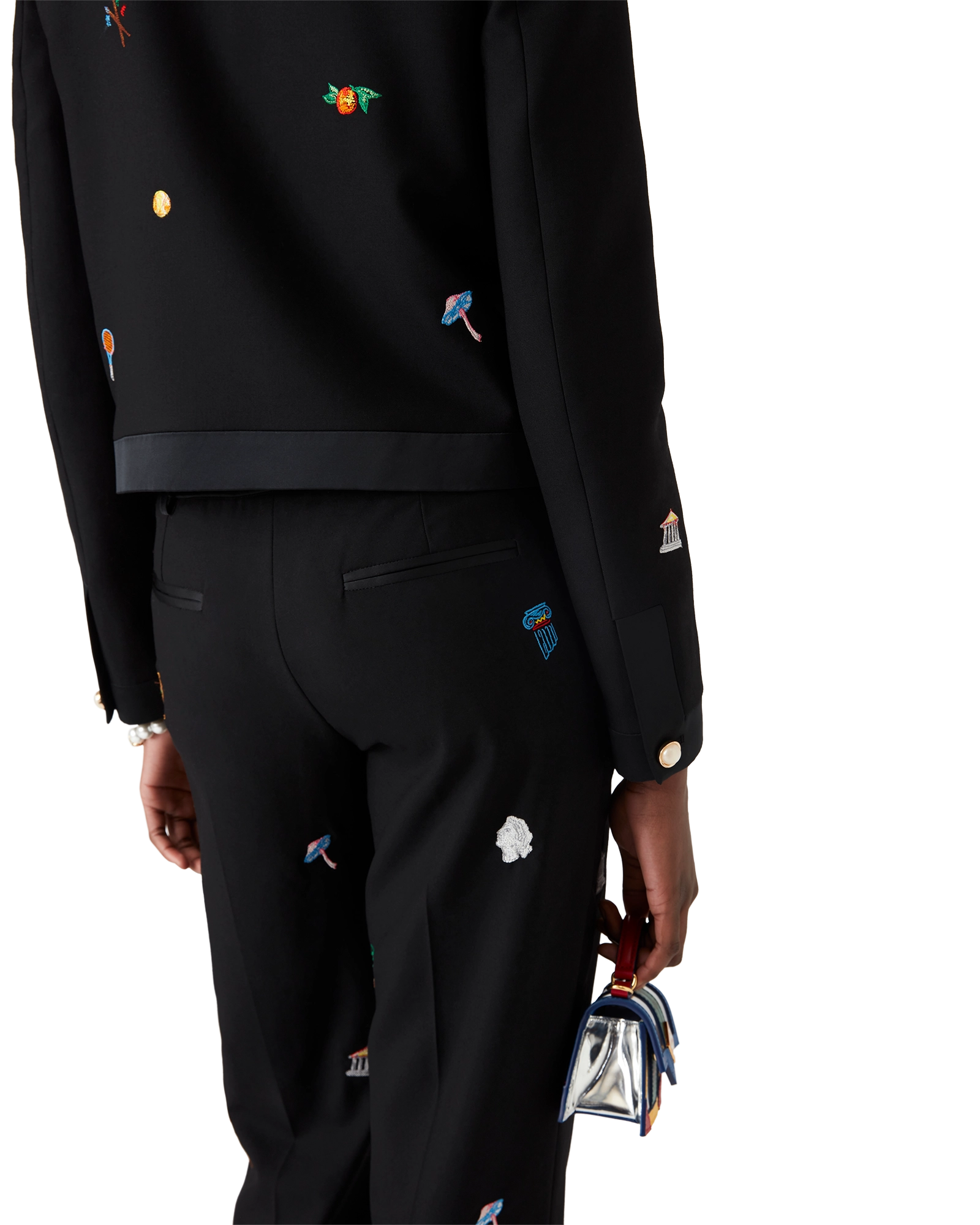 Embroidered Motif Wool Tailored Trousers - 图片 5