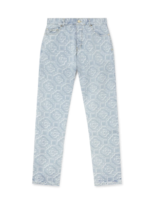 Denim Bleached Monogram Trousers