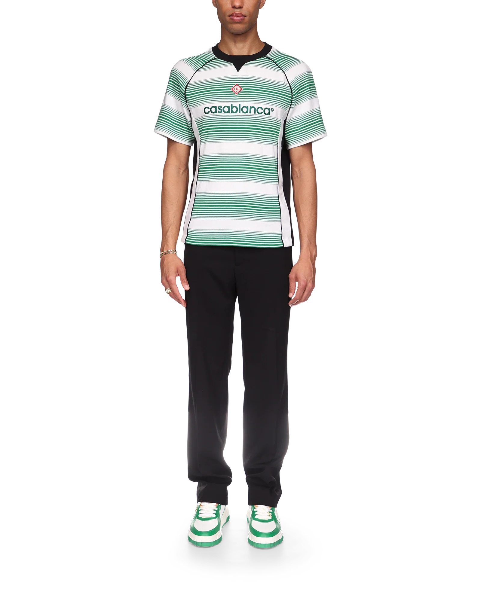 Gradient Stripe Panelled Short Sleeve T-Shirt - 图片 2