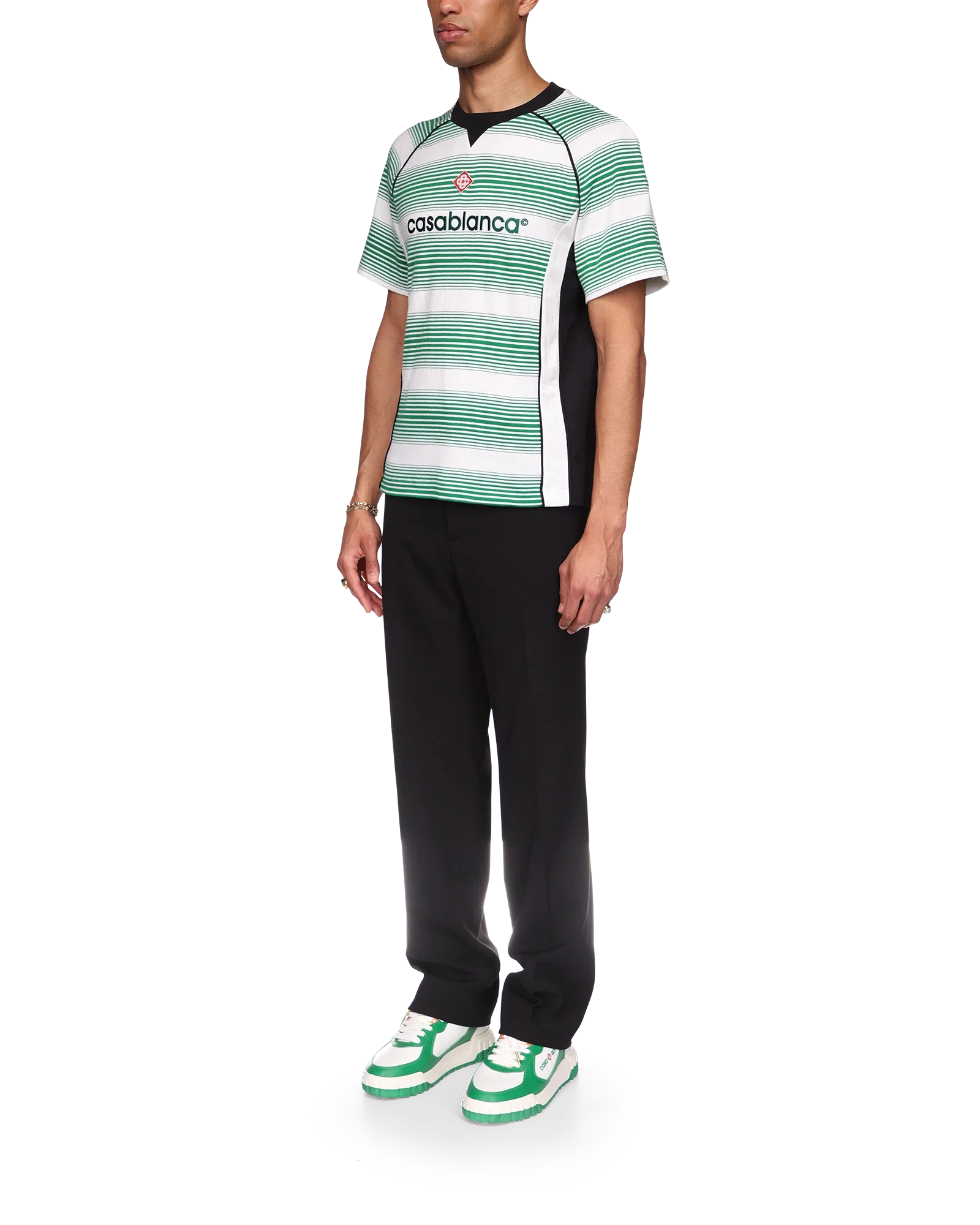 Gradient Stripe Panelled Short Sleeve T-Shirt - 图片 3