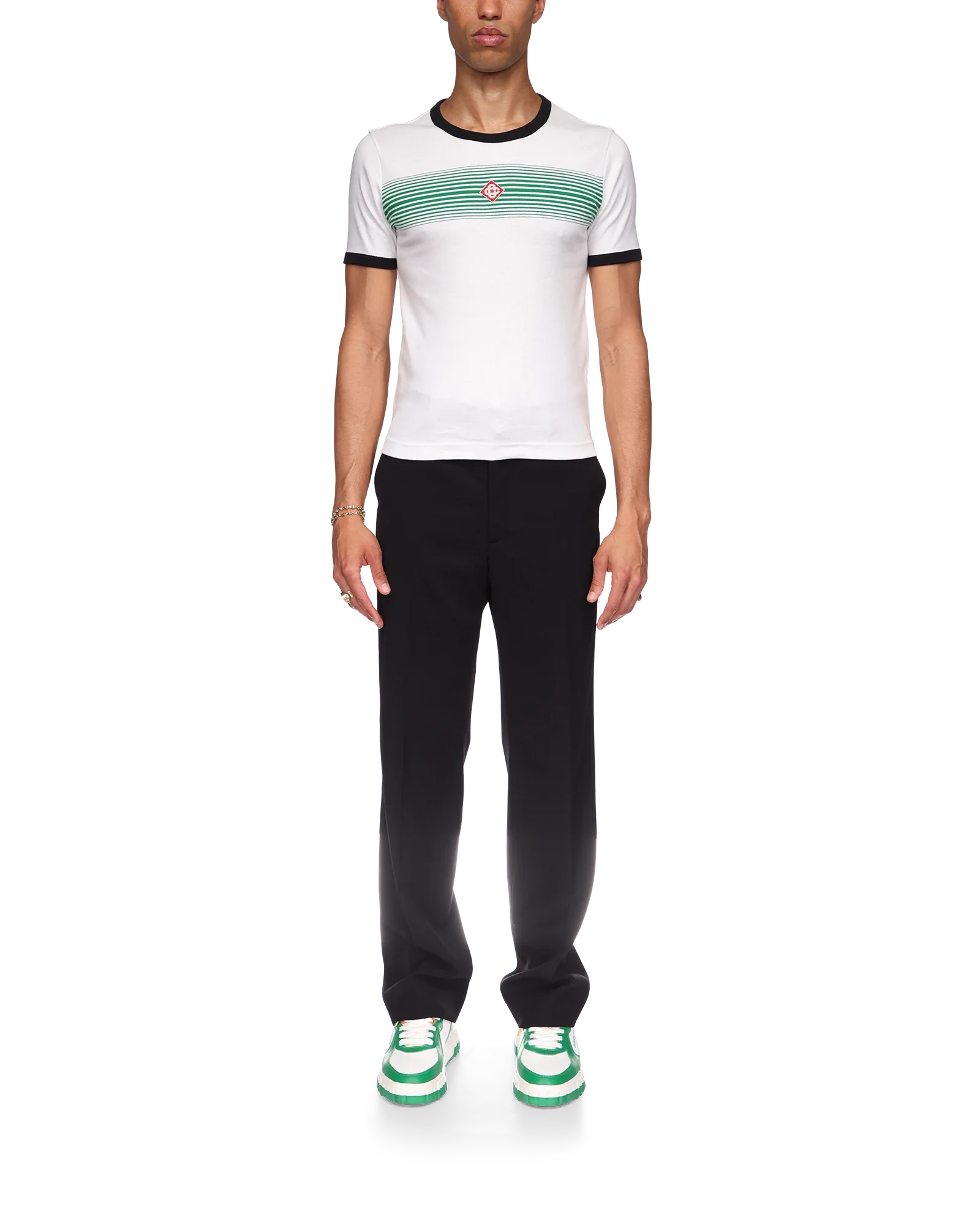 Gradient Stripe Ringer Short Sleeve T-Shirt - 图片 2