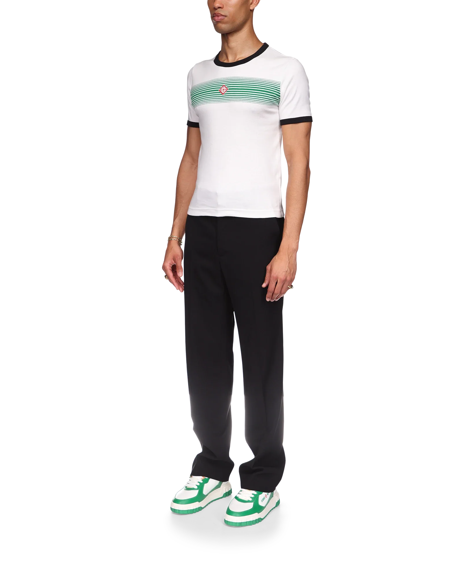 Gradient Stripe Ringer Short Sleeve T-Shirt - 图片 3