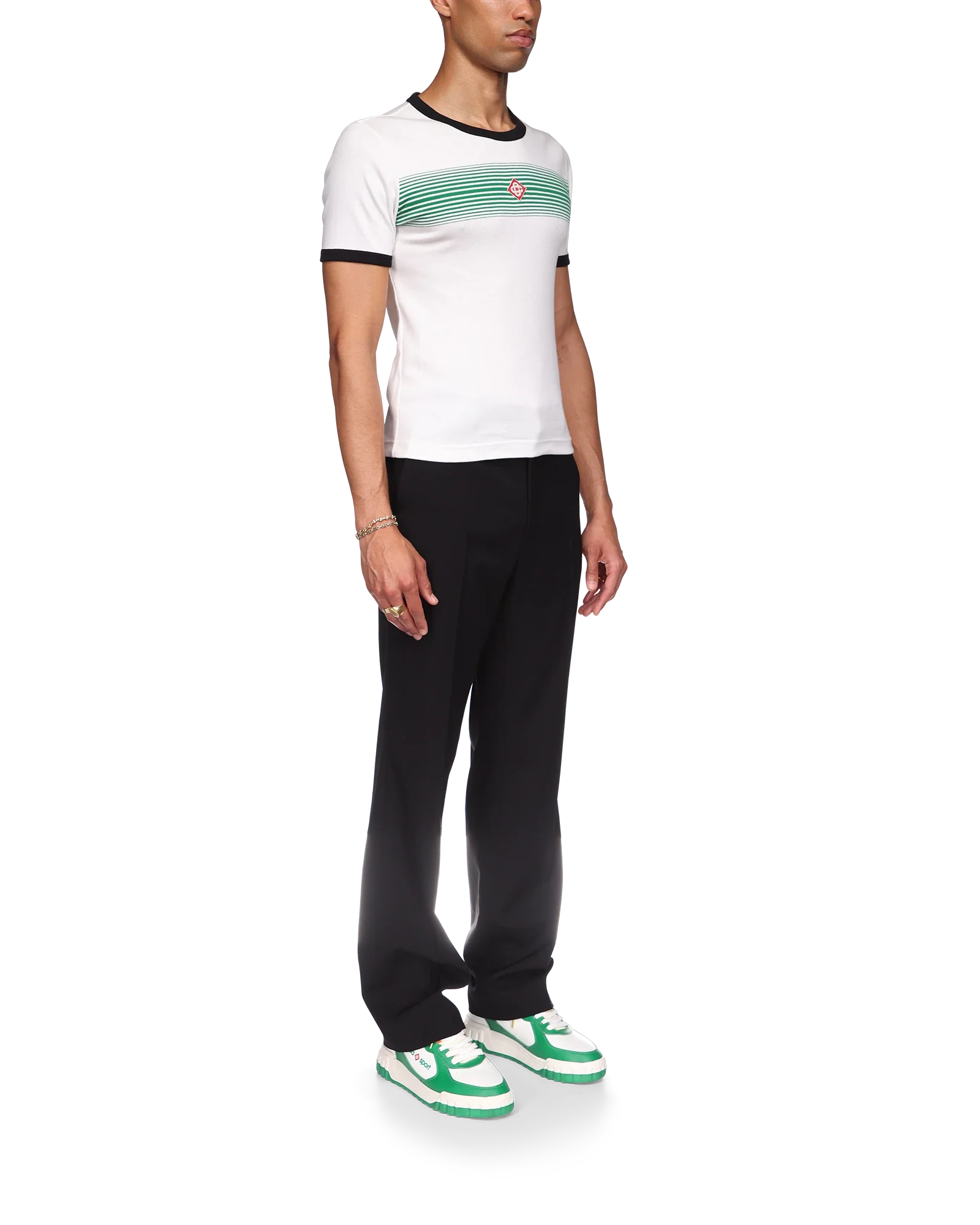 Gradient Stripe Ringer Short Sleeve T-Shirt - 图片 5