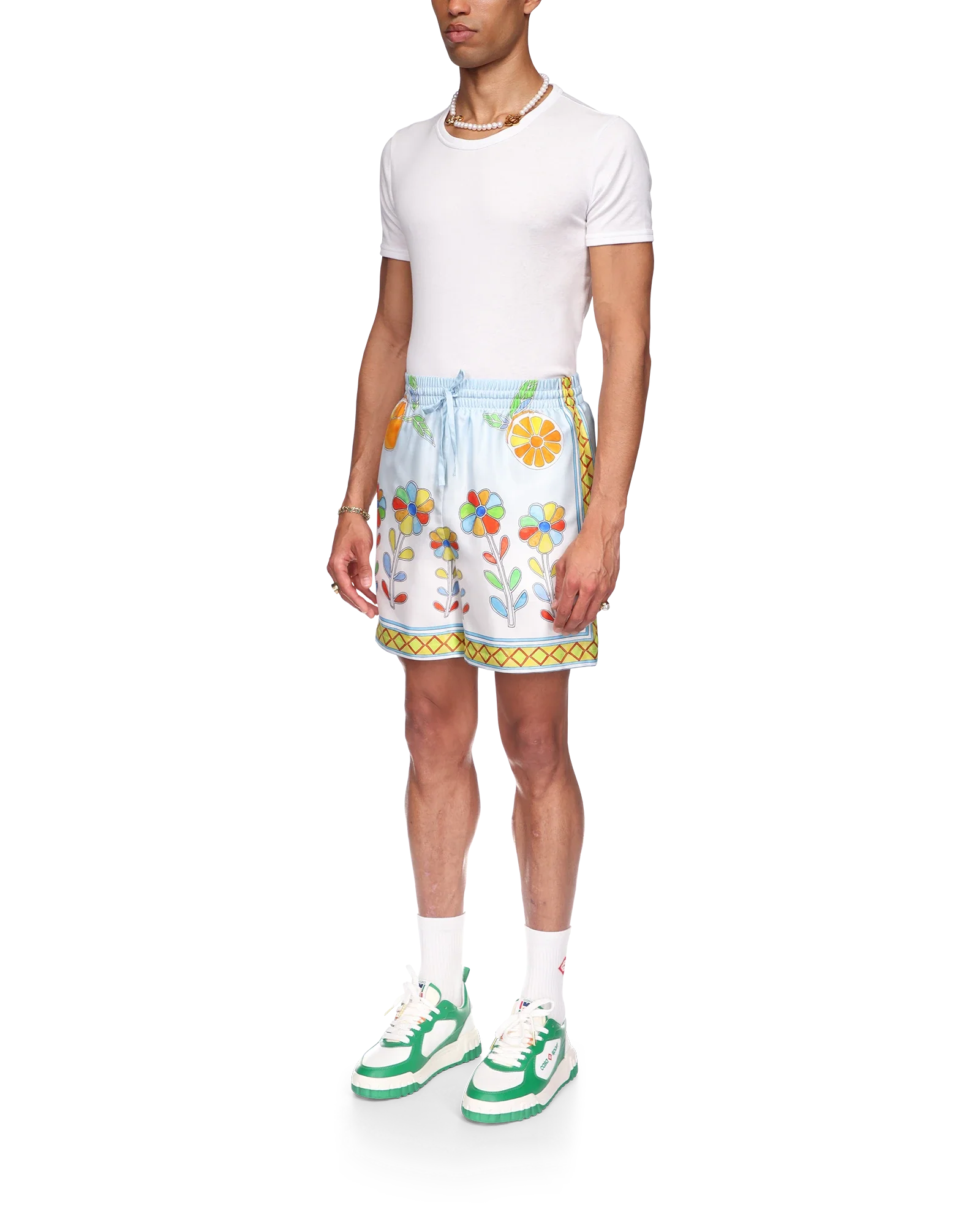 Yoruba Flowers Silk Shorts - 图片 3