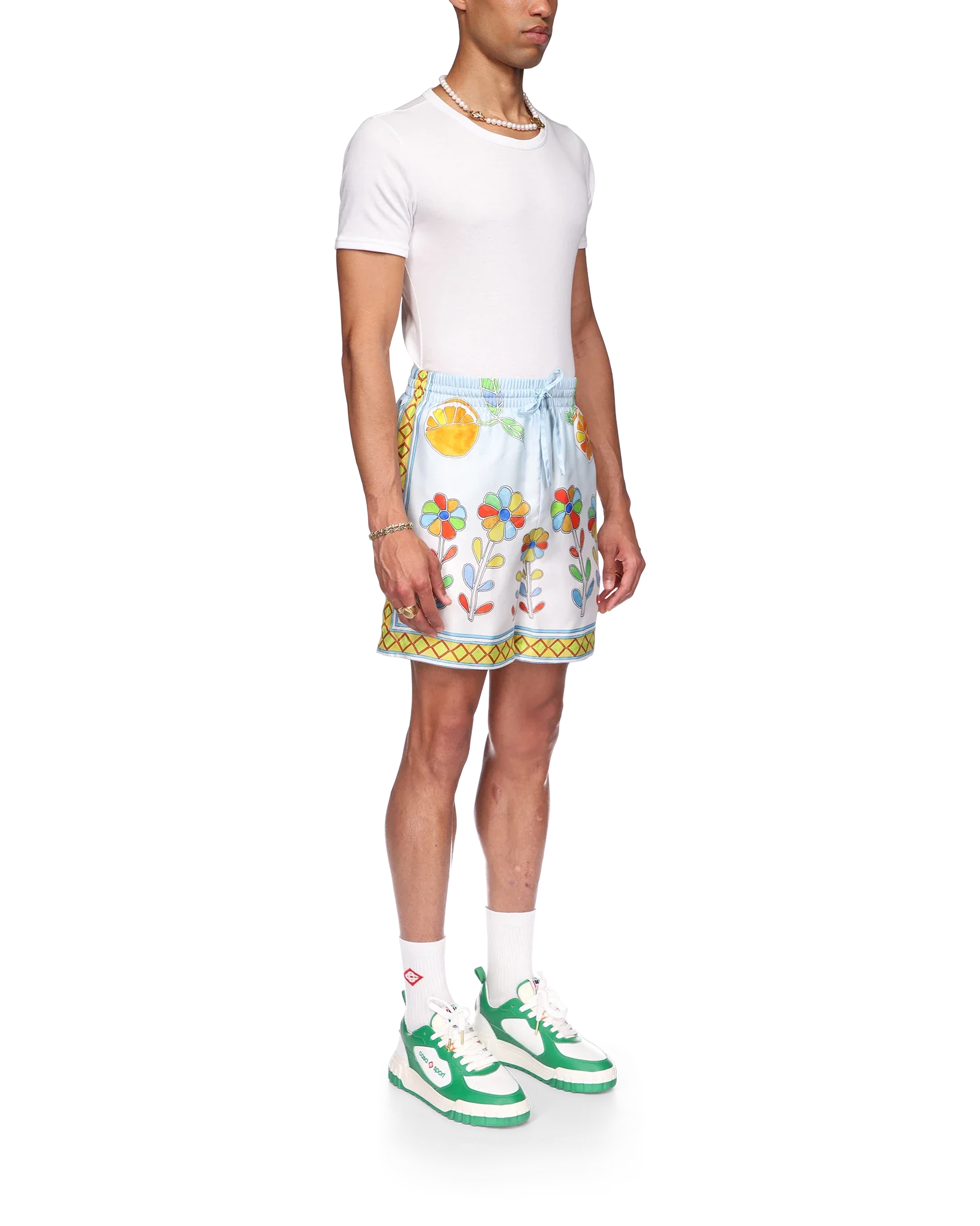 Yoruba Flowers Silk Shorts - 图片 5