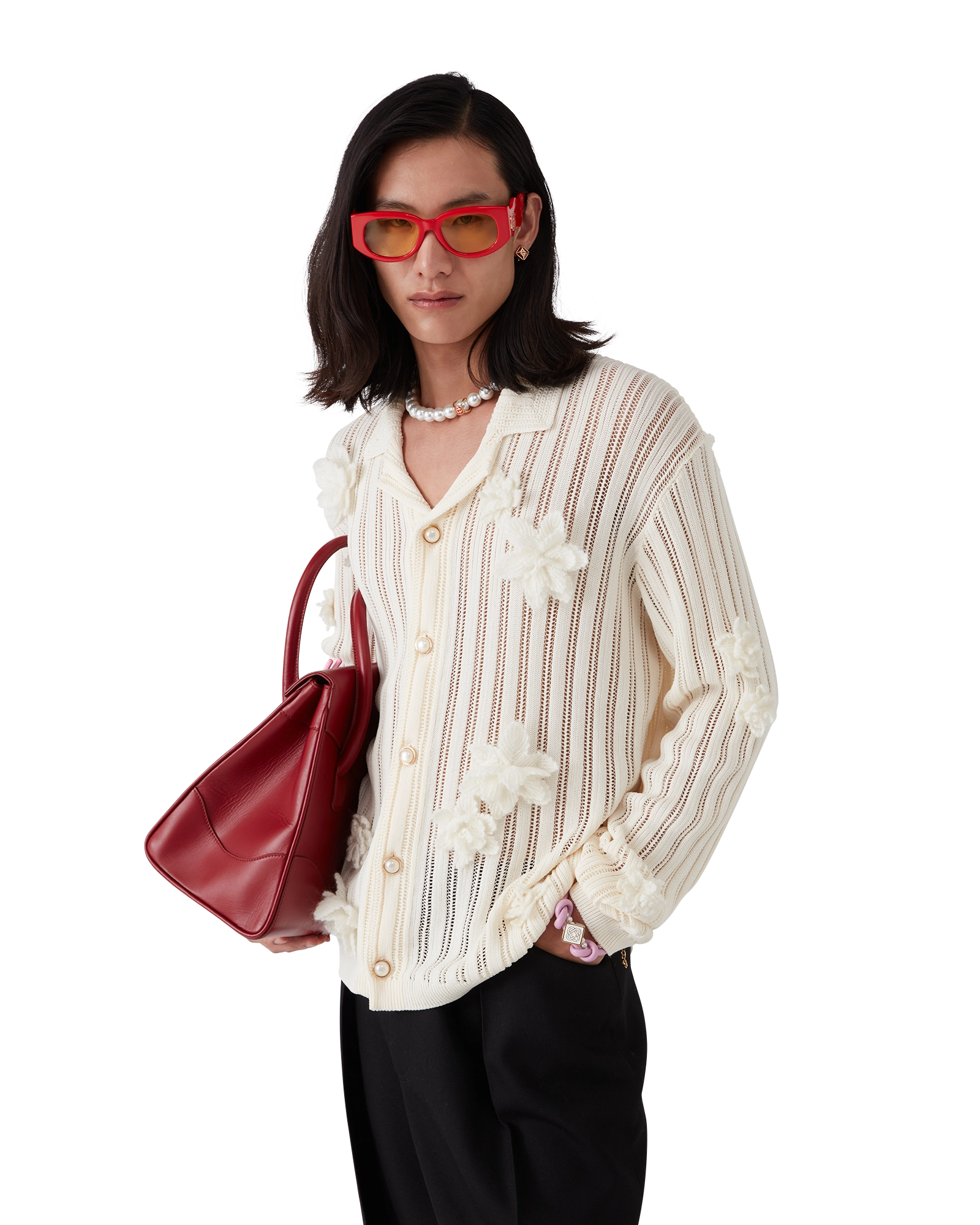 Flower Lace Knit Shirt - 图片 4