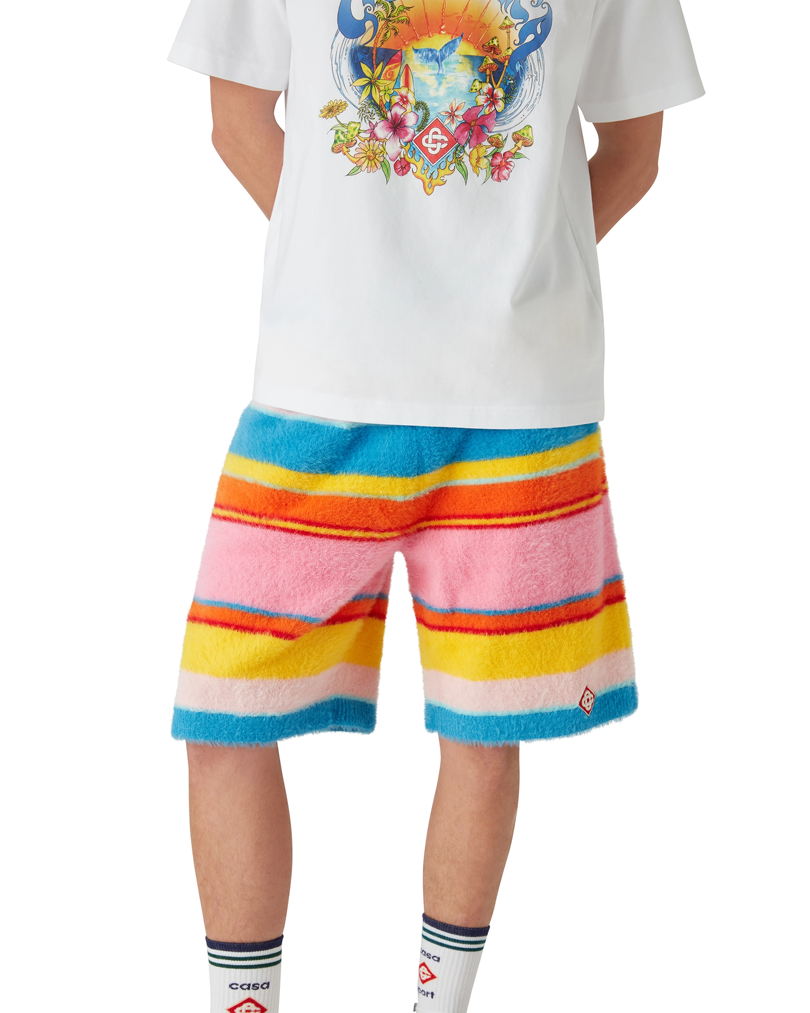 Fluffy Stripe Oversized Shorts - 图片 4