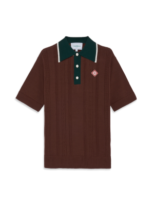 Cable Knit Oversized Polo Shirt