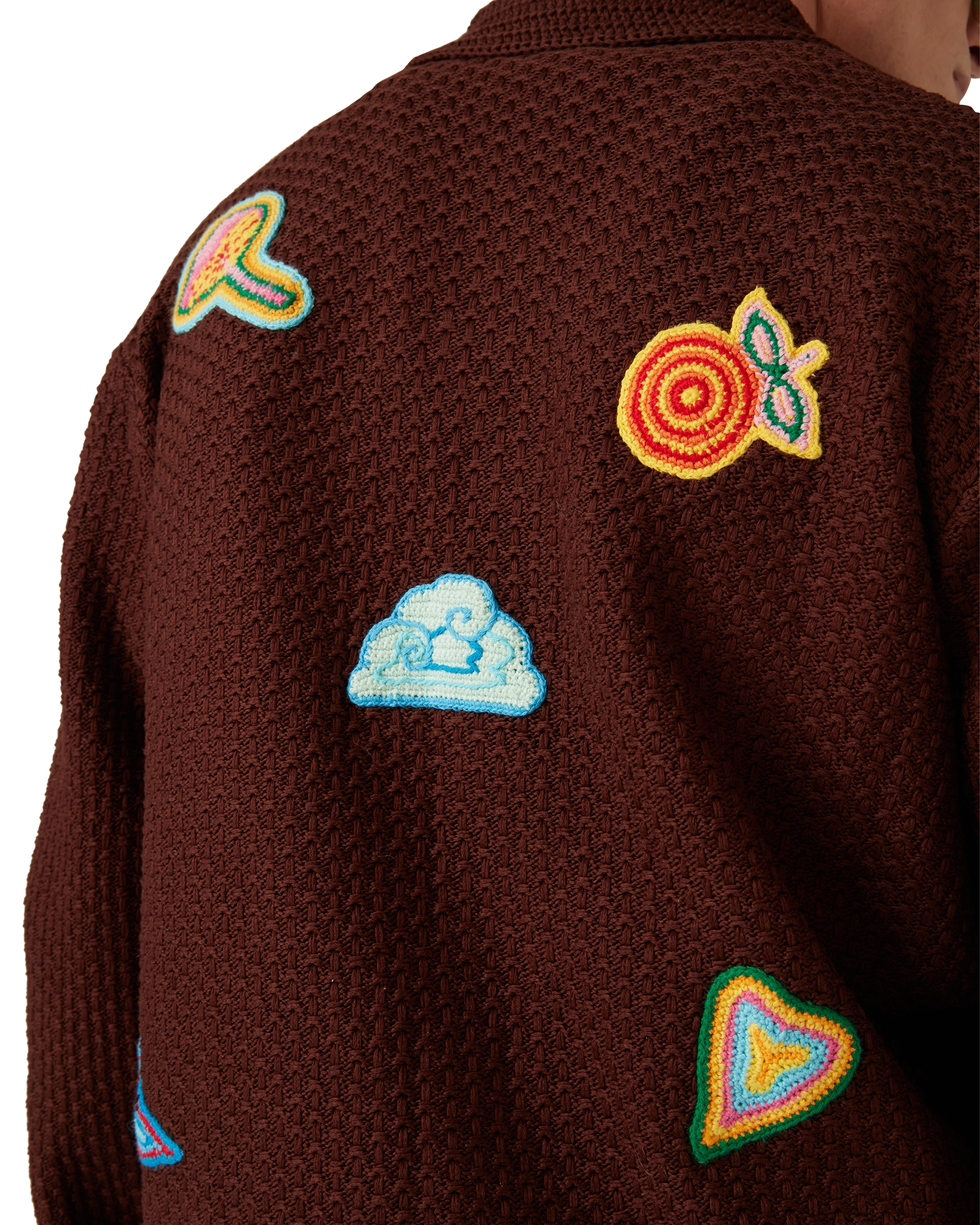 Motif Long Sleeve Crochet Shirt - 图片 5