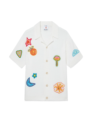 Motif Short Sleeve Crochet Shirt