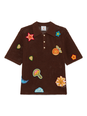 Motif Crochet Polo Shirt