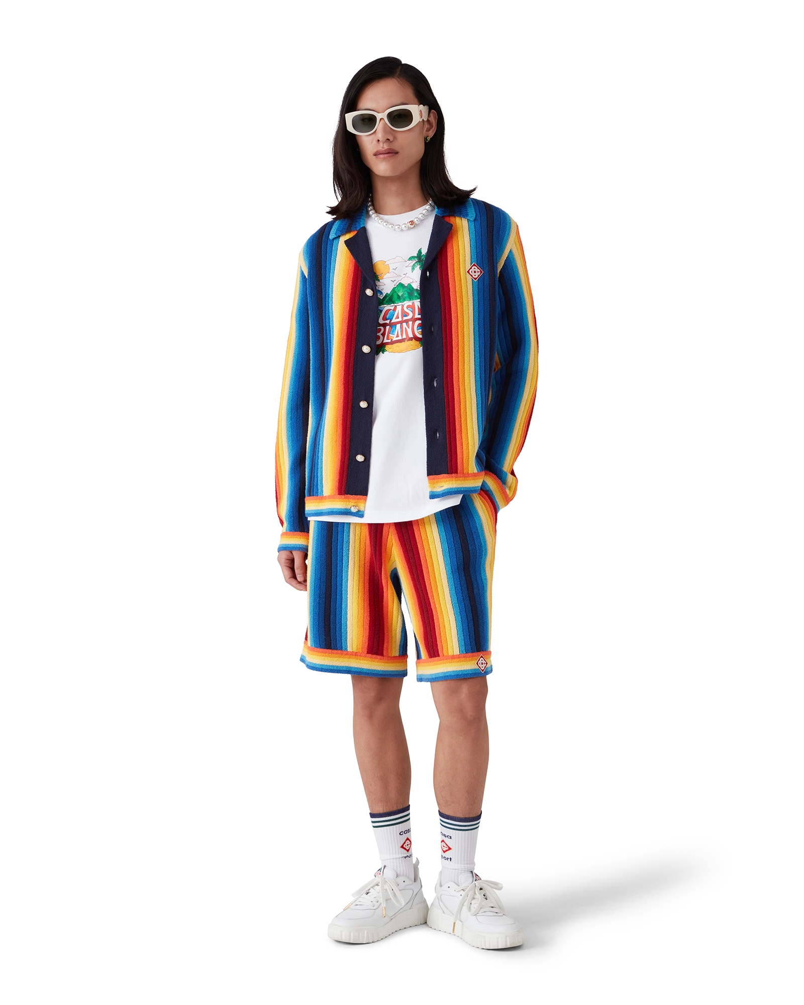 Gradient Stripe Towelling Shorts - 图片 2