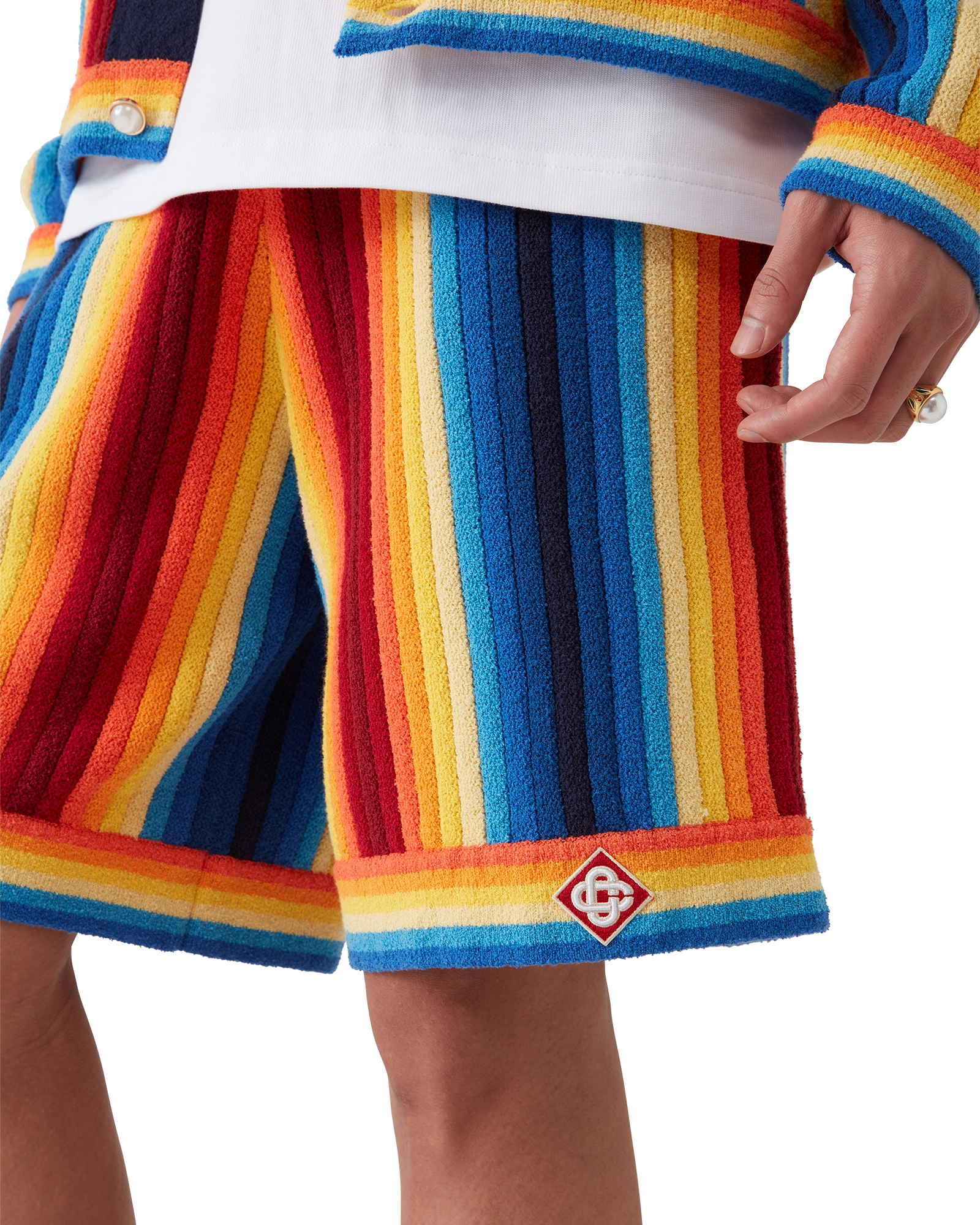 Gradient Stripe Towelling Shorts - 图片 5