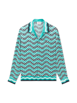 Monogram Wave Long Sleeve Silk Shirt