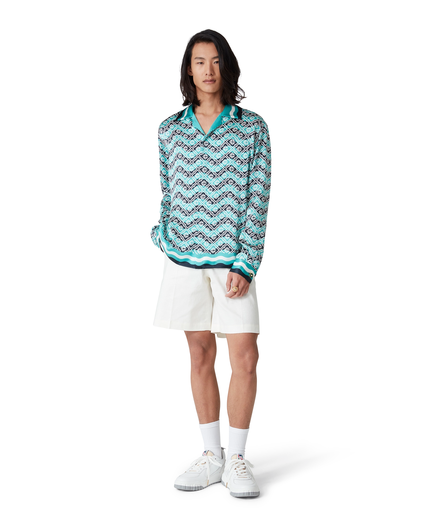 Monogram Wave Long Sleeve Silk Shirt - 图片 2