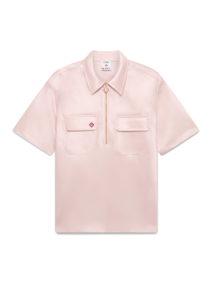 Satin Quarter Short Sleeve Zip Shirt