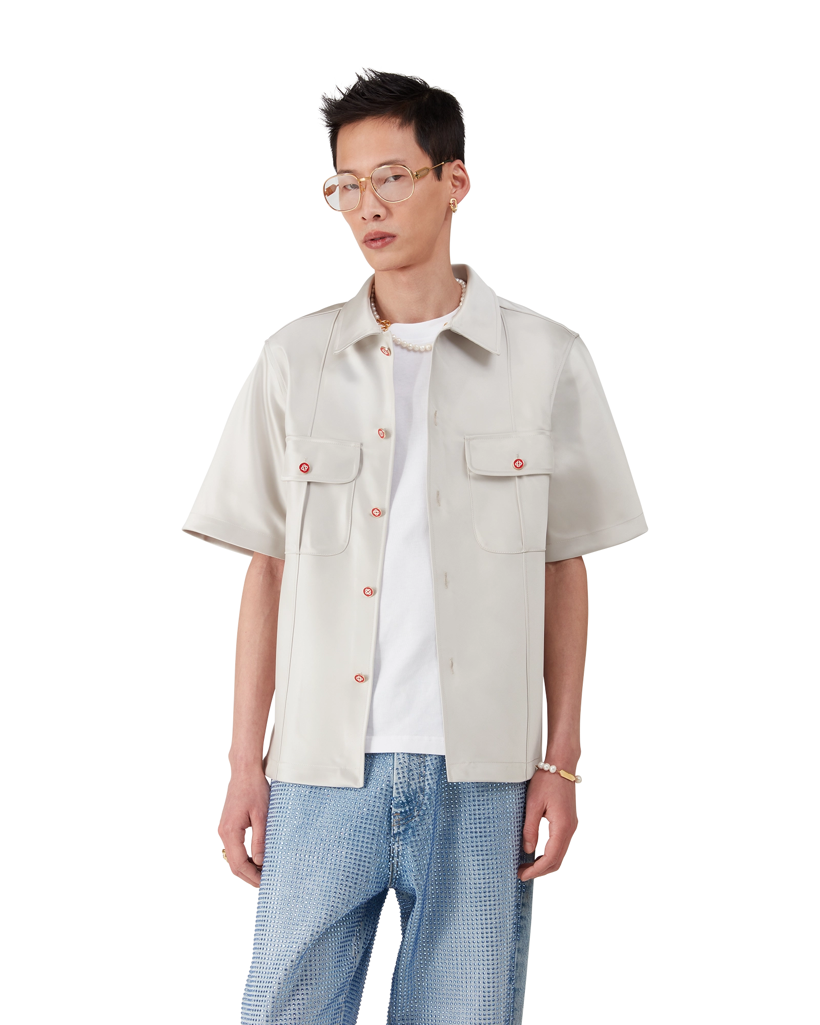 Duchesse Satin Short Sleeve Shirt - 图片 4