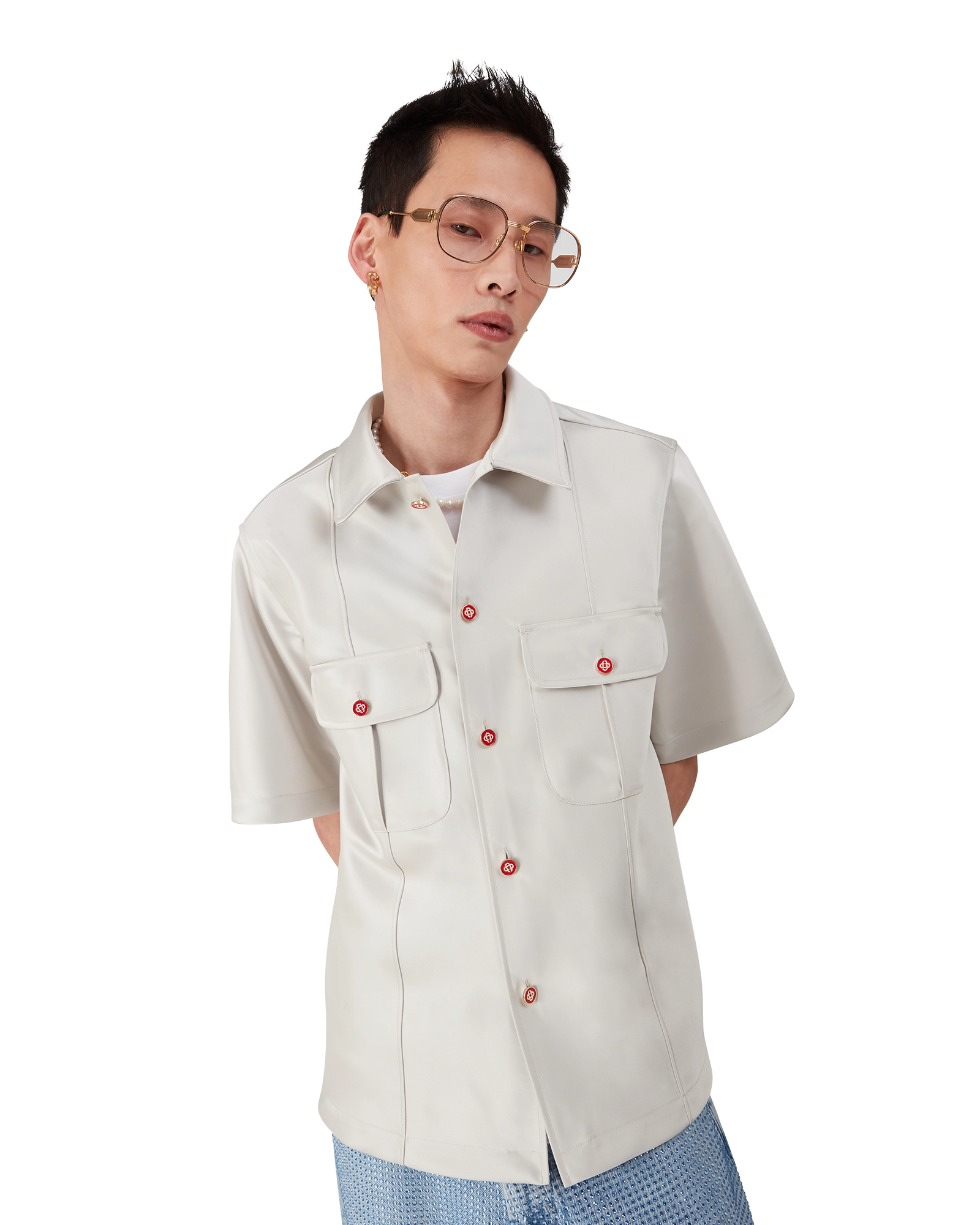 Duchesse Satin Short Sleeve Shirt - 图片 5