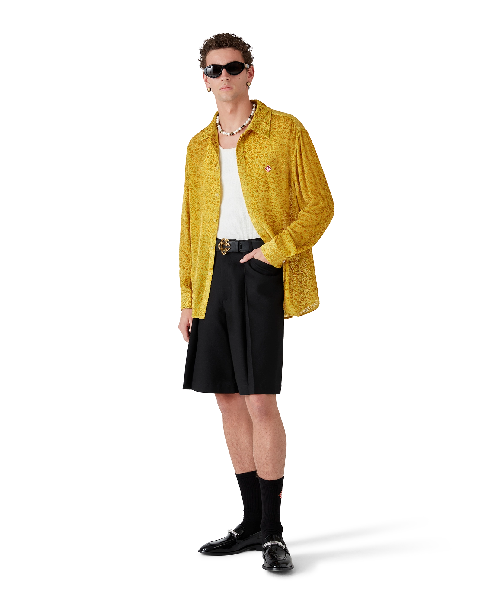 Floral Devoré Long Sleeve Silk Shirt - 图片 2