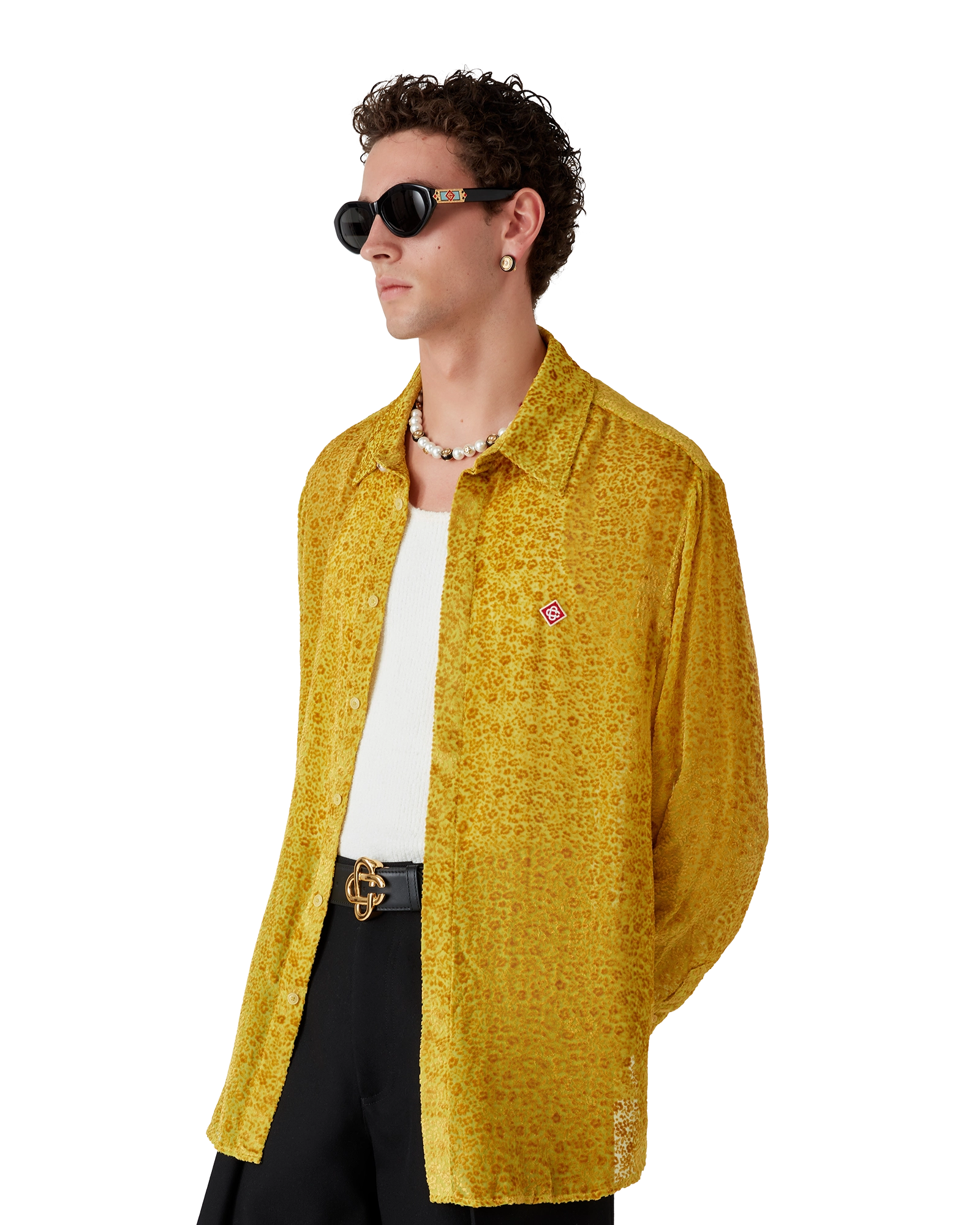 Floral Devoré Long Sleeve Silk Shirt - 图片 4