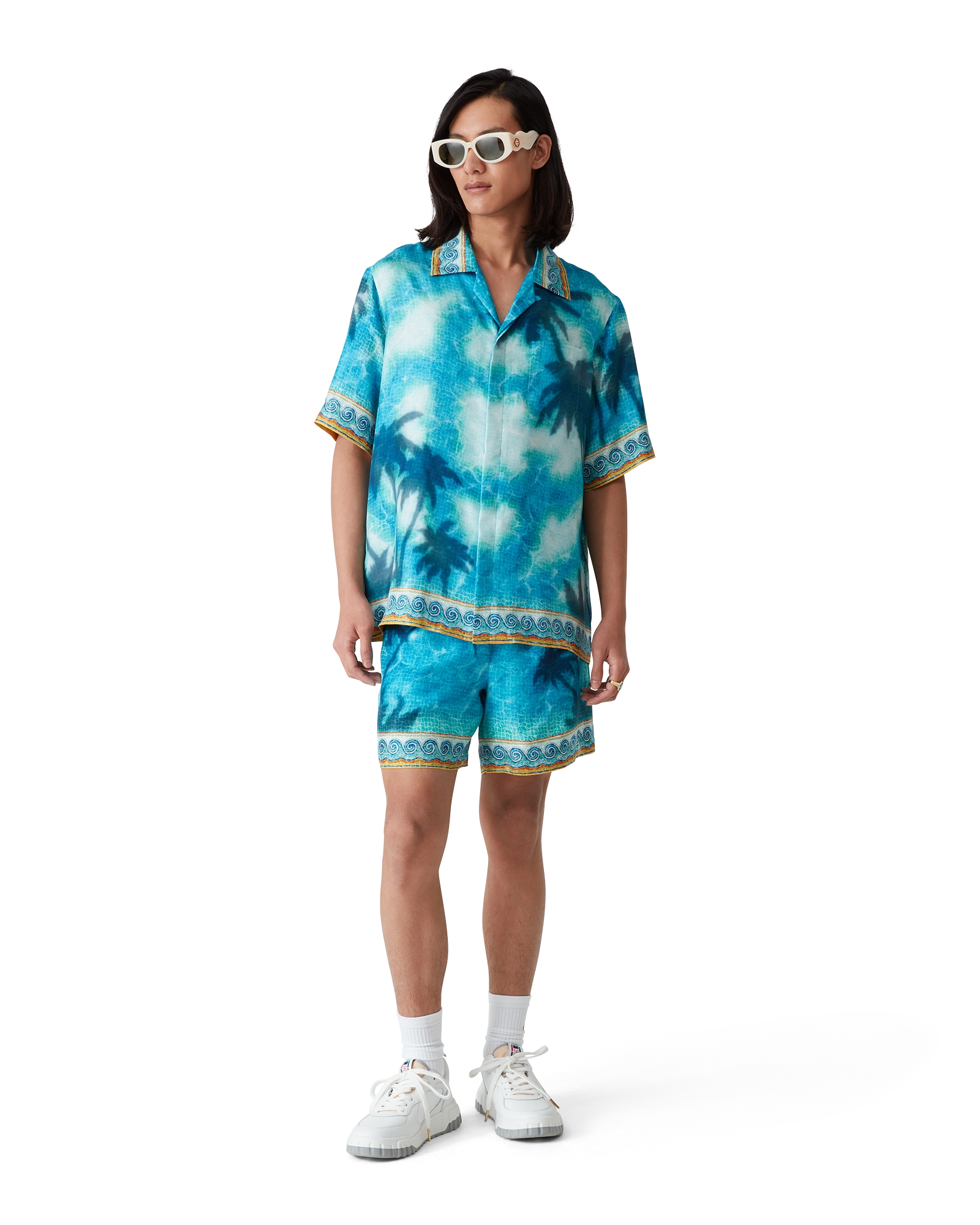 Poolside Emblem Short Sleeve Silk Shirt - 图片 2
