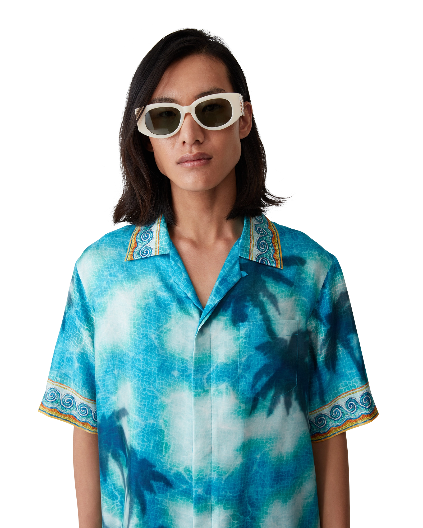 Poolside Emblem Short Sleeve Silk Shirt - 图片 4