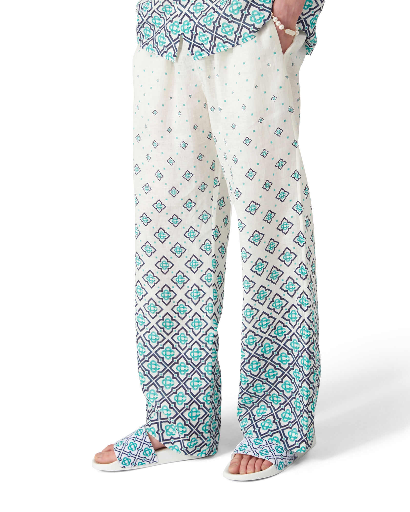 Gradient Monogram Linen Trousers - 图片 3