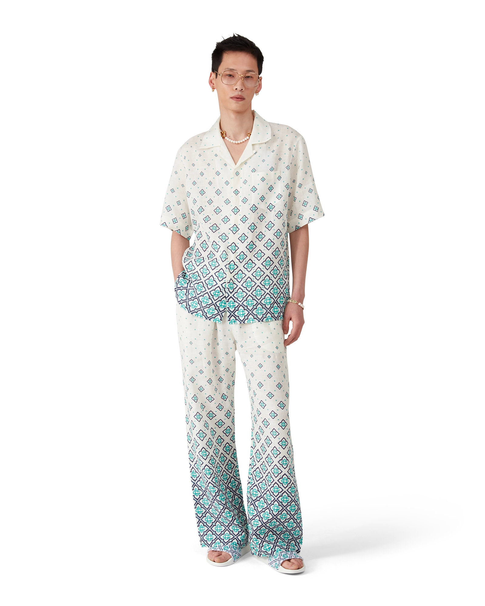 Gradient Monogram Linen Trousers - 图片 2