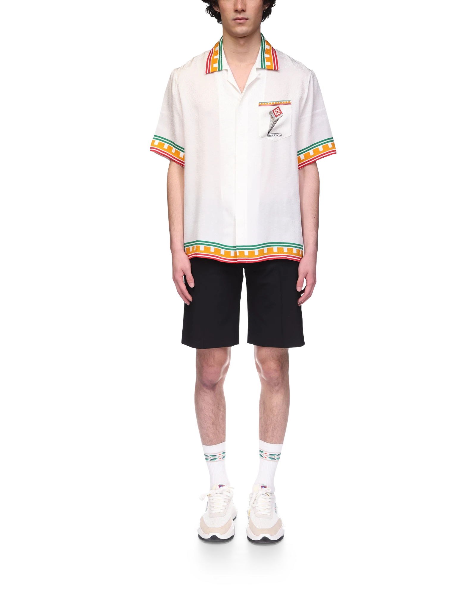 Leaning Column Short Sleeve Silk Shirt - 图片 3