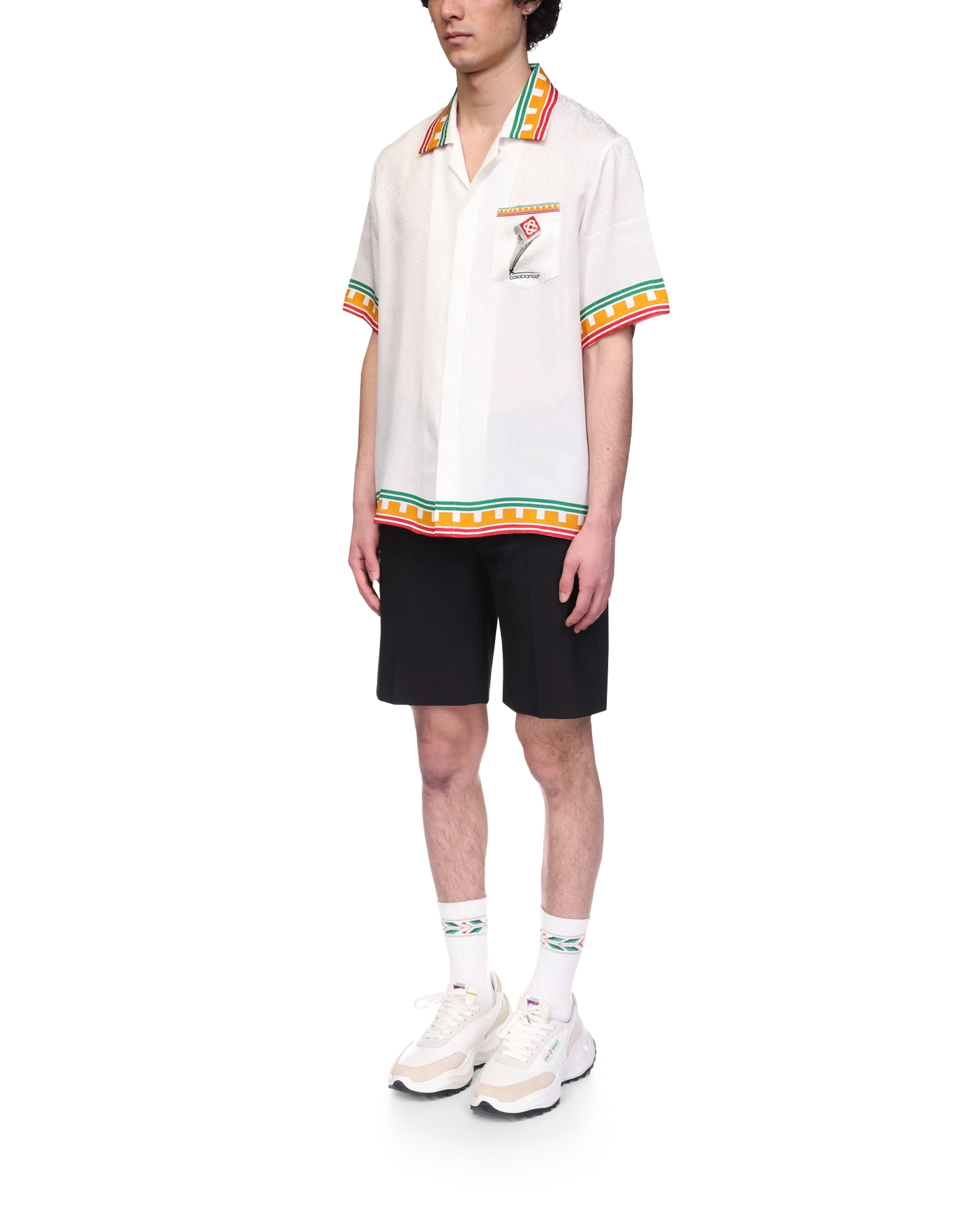 Leaning Column Short Sleeve Silk Shirt - 图片 4