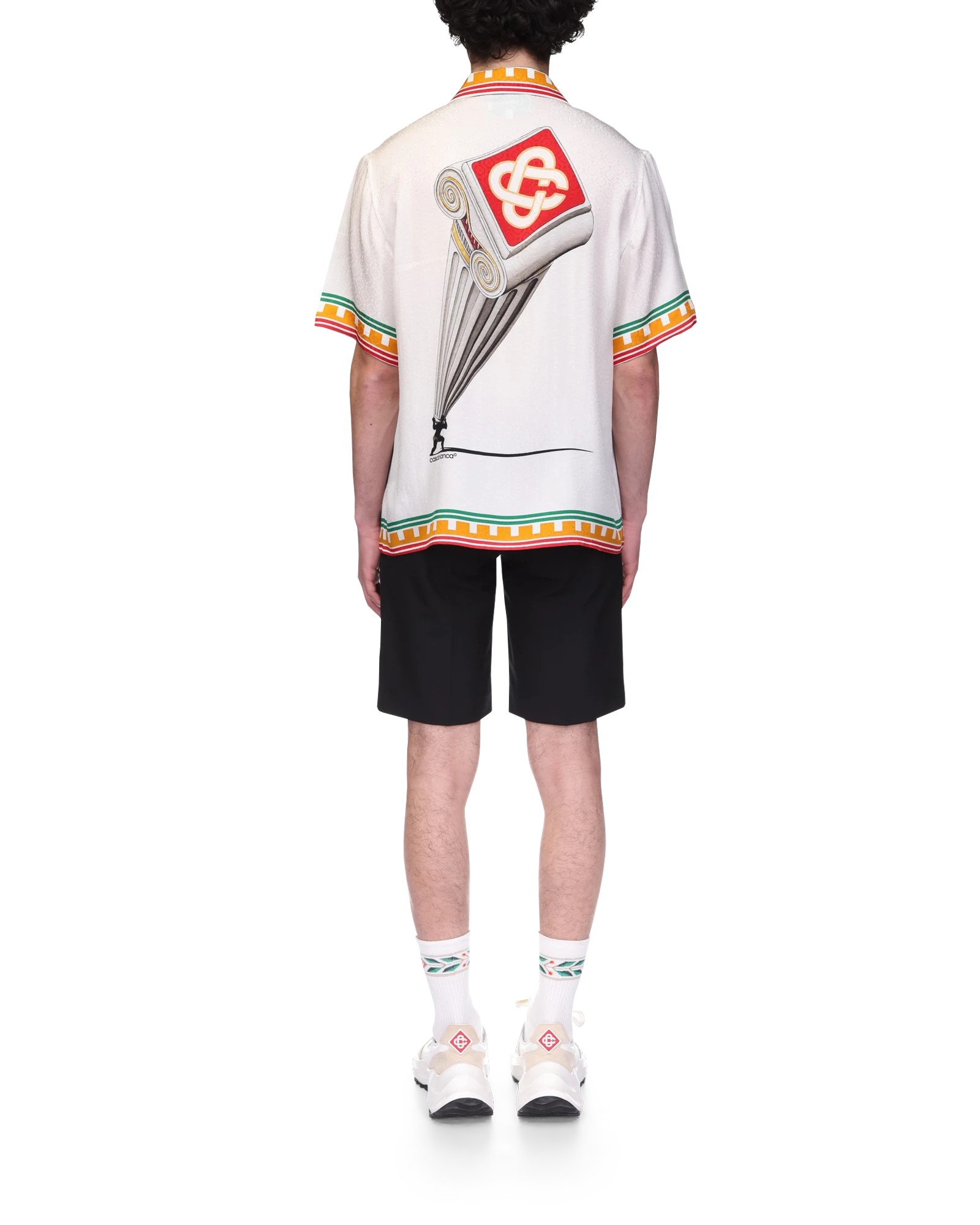 Leaning Column Short Sleeve Silk Shirt - 图片 5