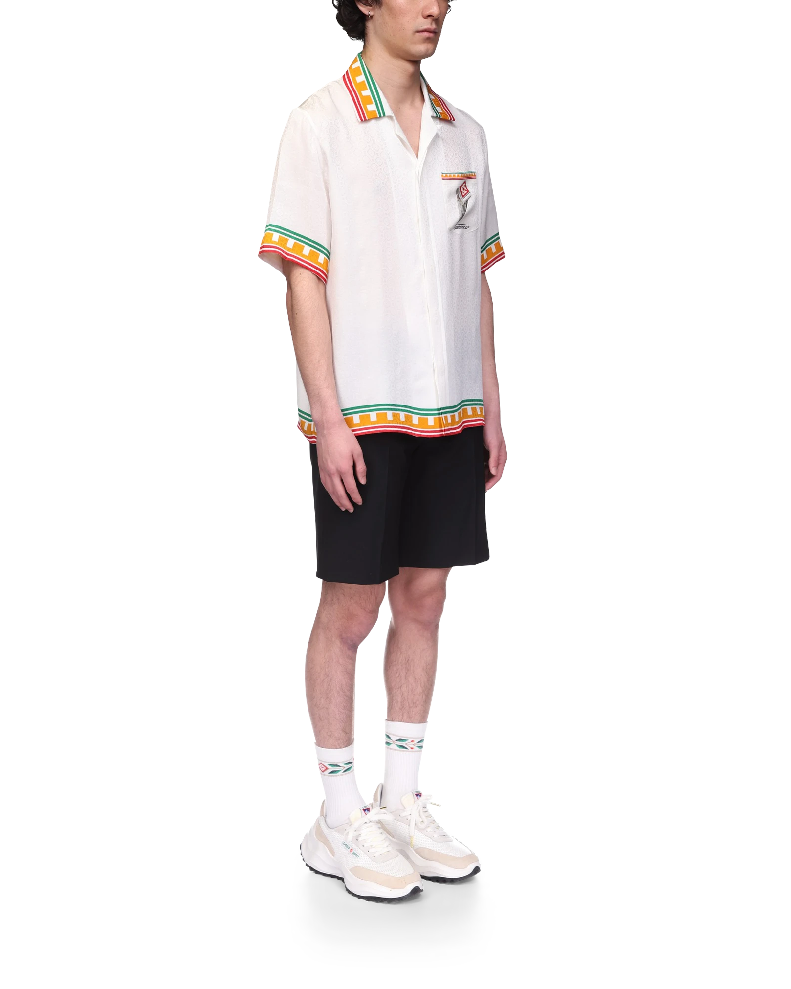 Leaning Column Short Sleeve Silk Shirt - 图片 6