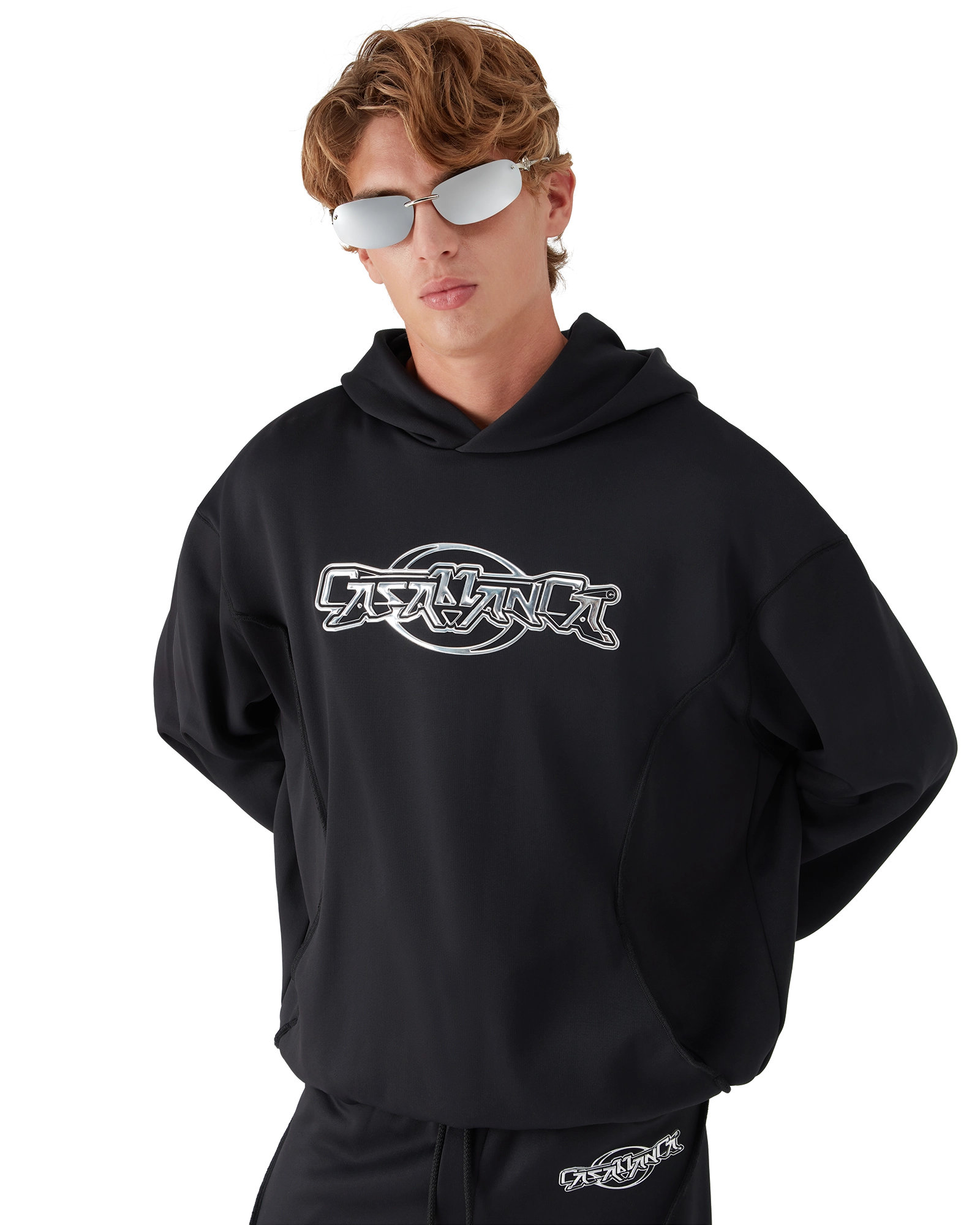 Oversized Panelled Hooded Sweatshirt - 图片 4