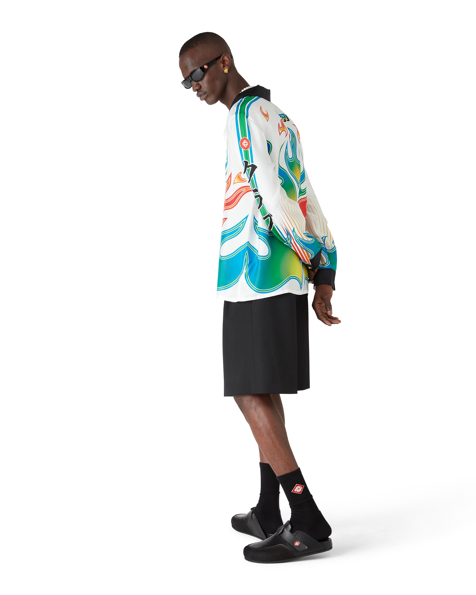 Flame Laurel Long Sleeve Silk Twill Shirt - 图片 3