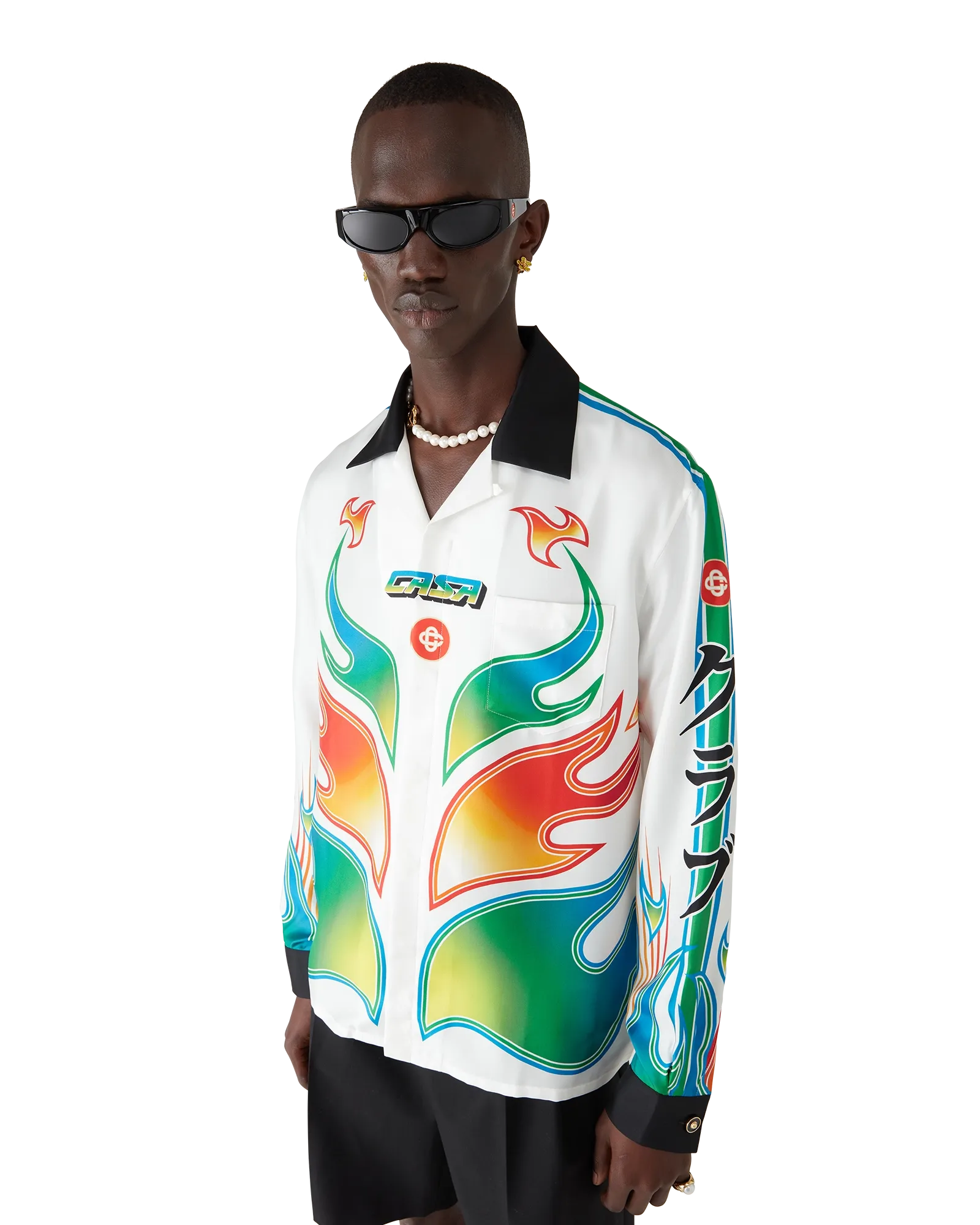 Flame Laurel Long Sleeve Silk Twill Shirt - 图片 2