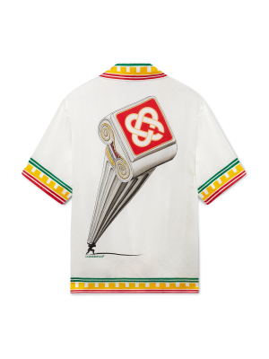 Leaning Column Short Sleeve Silk Shirt