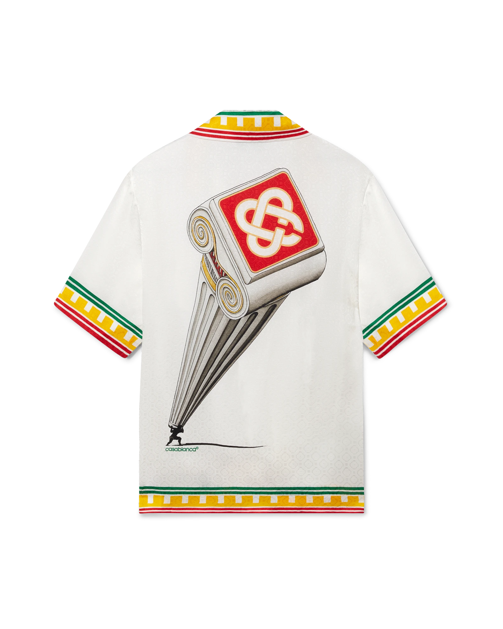 Leaning Column Short Sleeve Silk Shirt