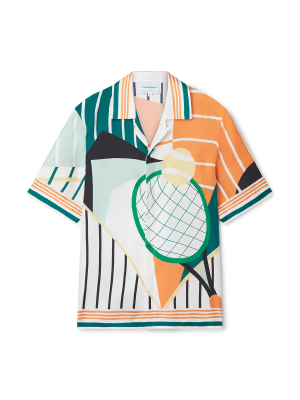 Court Abstrait Short Sleeve Silk Shirt