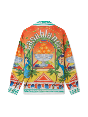 Trophy Orange Linen Long Sleeve Shirt