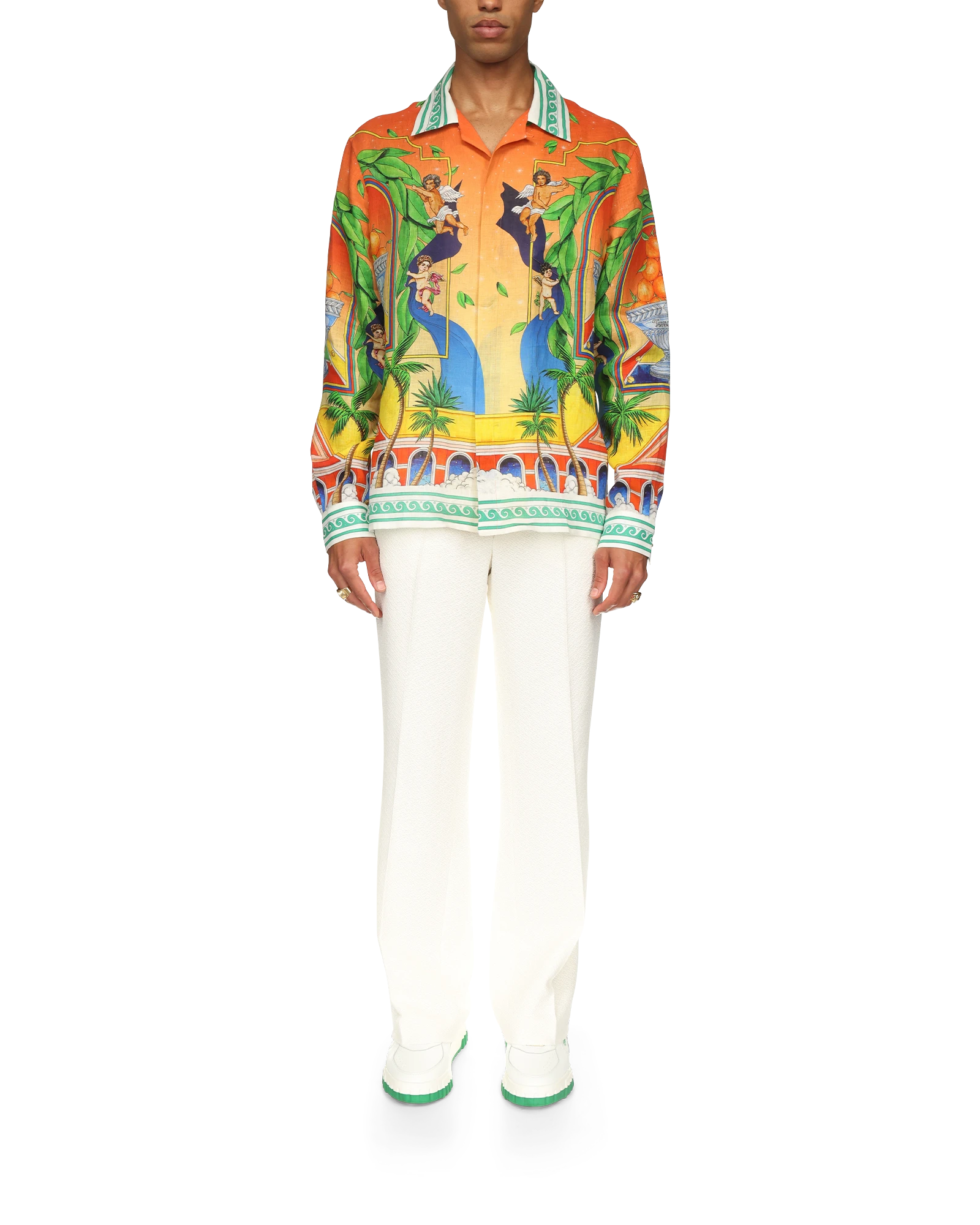 Trophy Orange Linen Long Sleeve Shirt - 图片 4