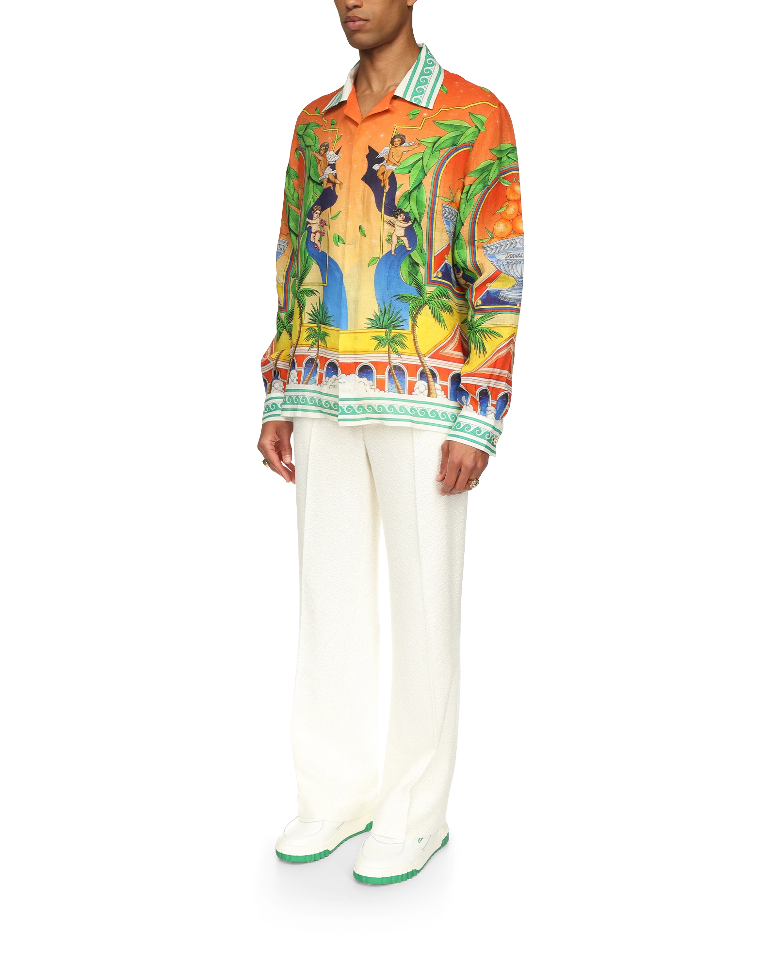 Trophy Orange Linen Long Sleeve Shirt - 图片 5