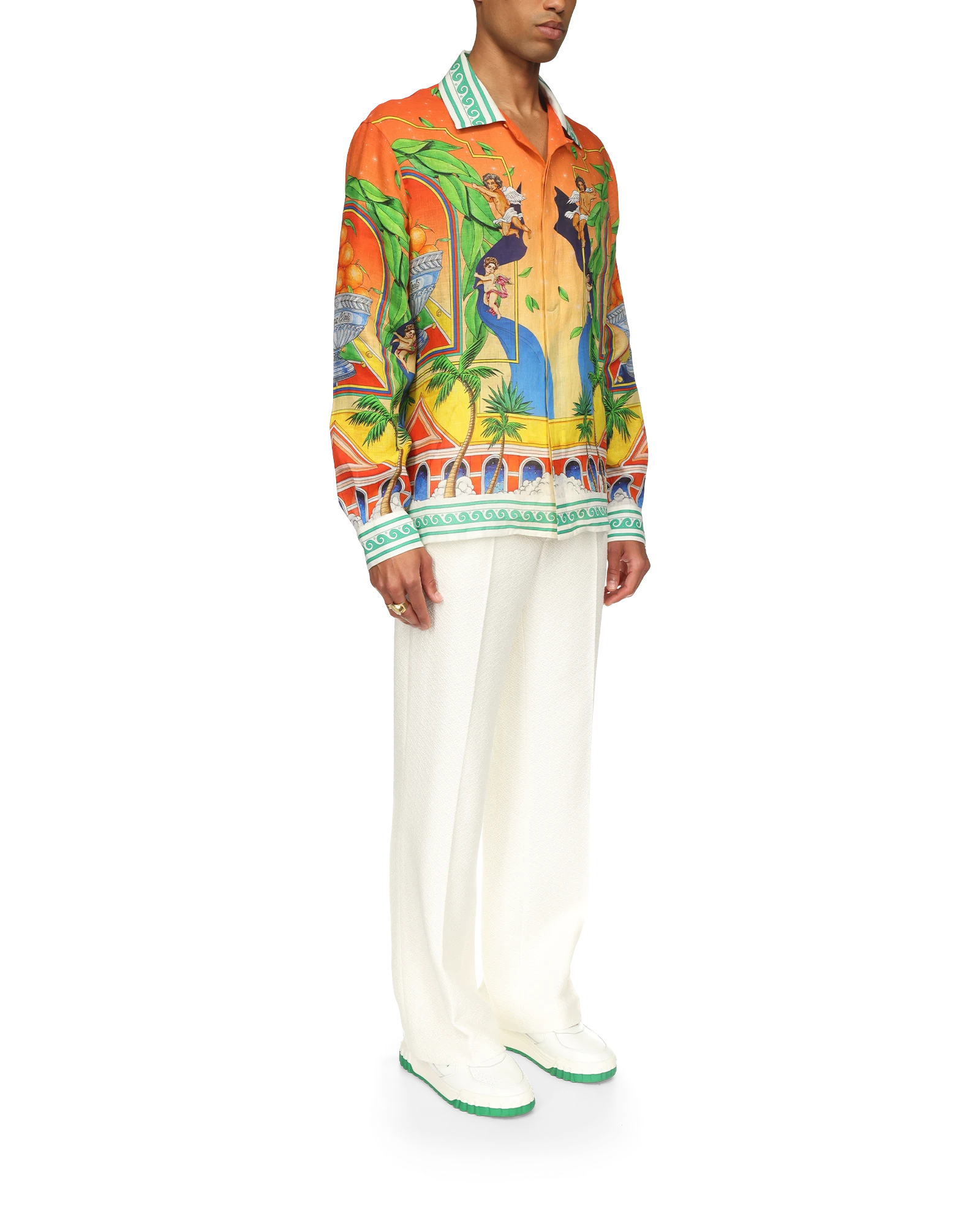 Trophy Orange Linen Long Sleeve Shirt - 图片 3