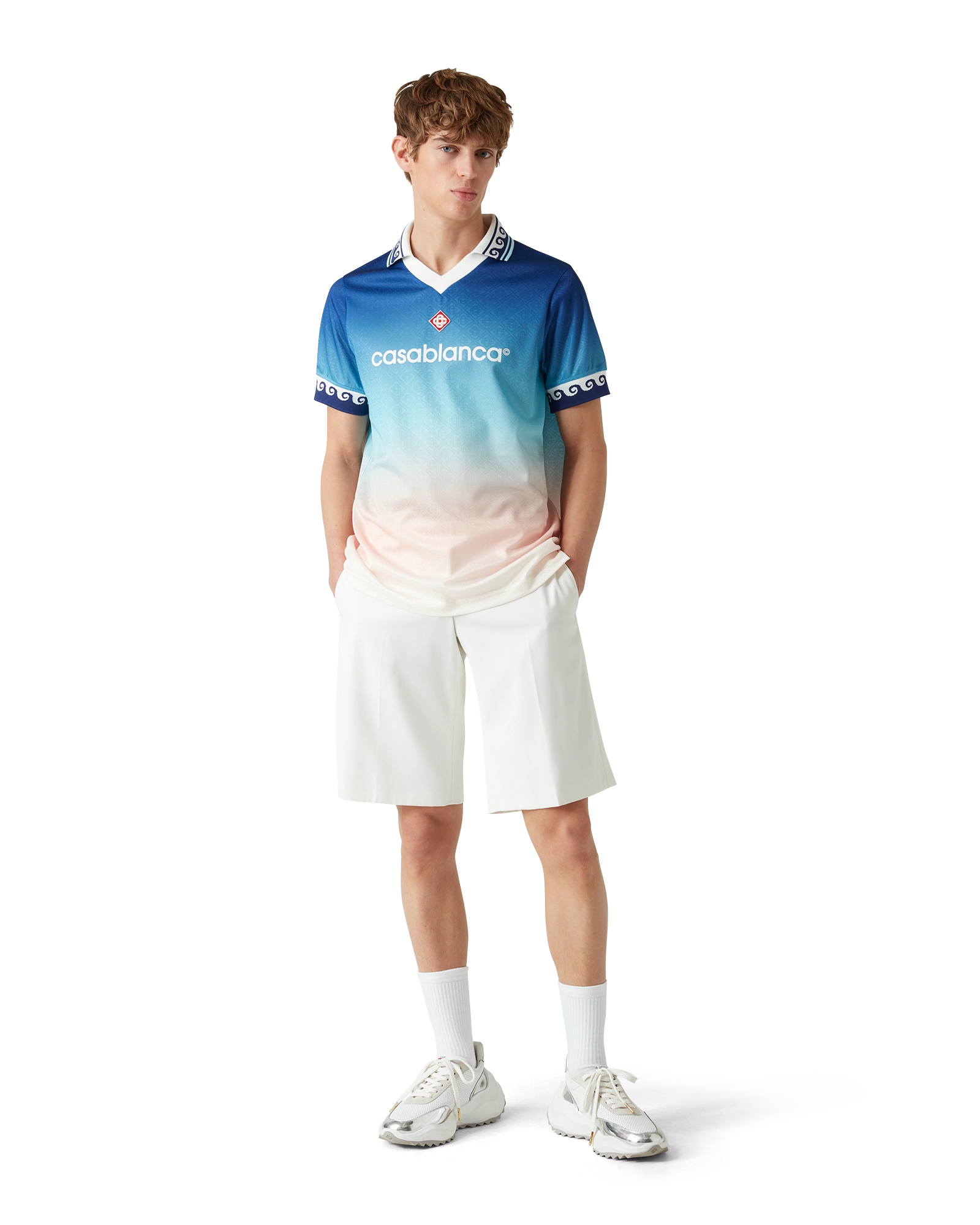 Jacquard Gradient Short Sleeve Football Shirt - 图片 2