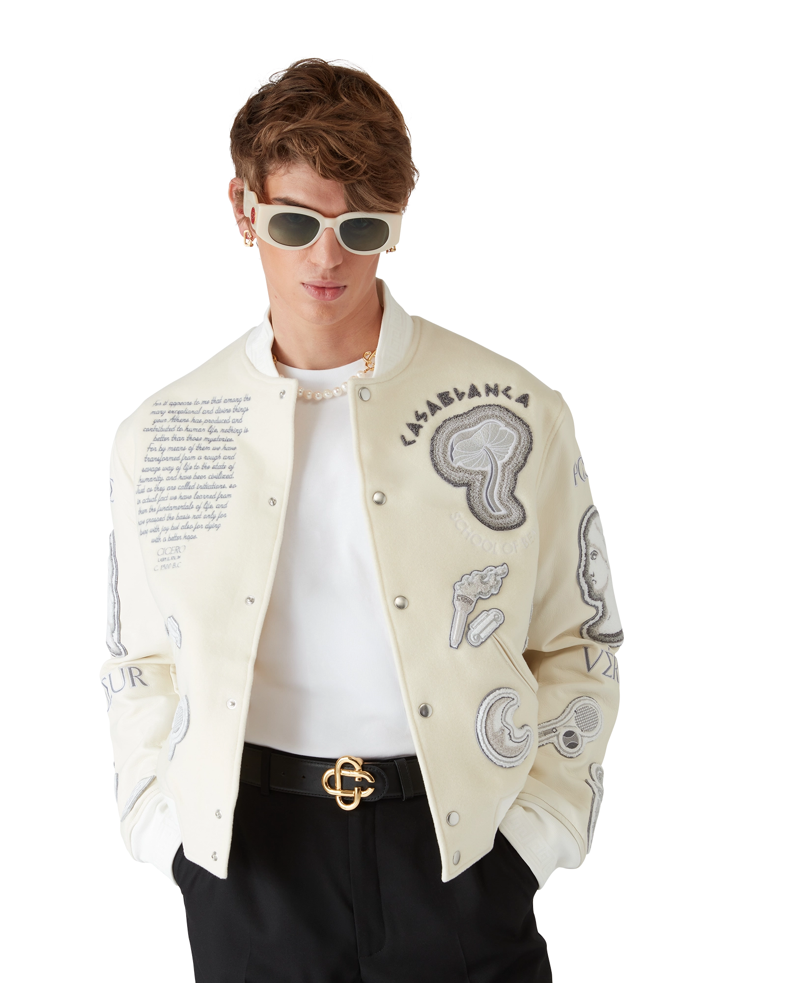 Chenille Patchwork Bomber Jacket - 图片 3