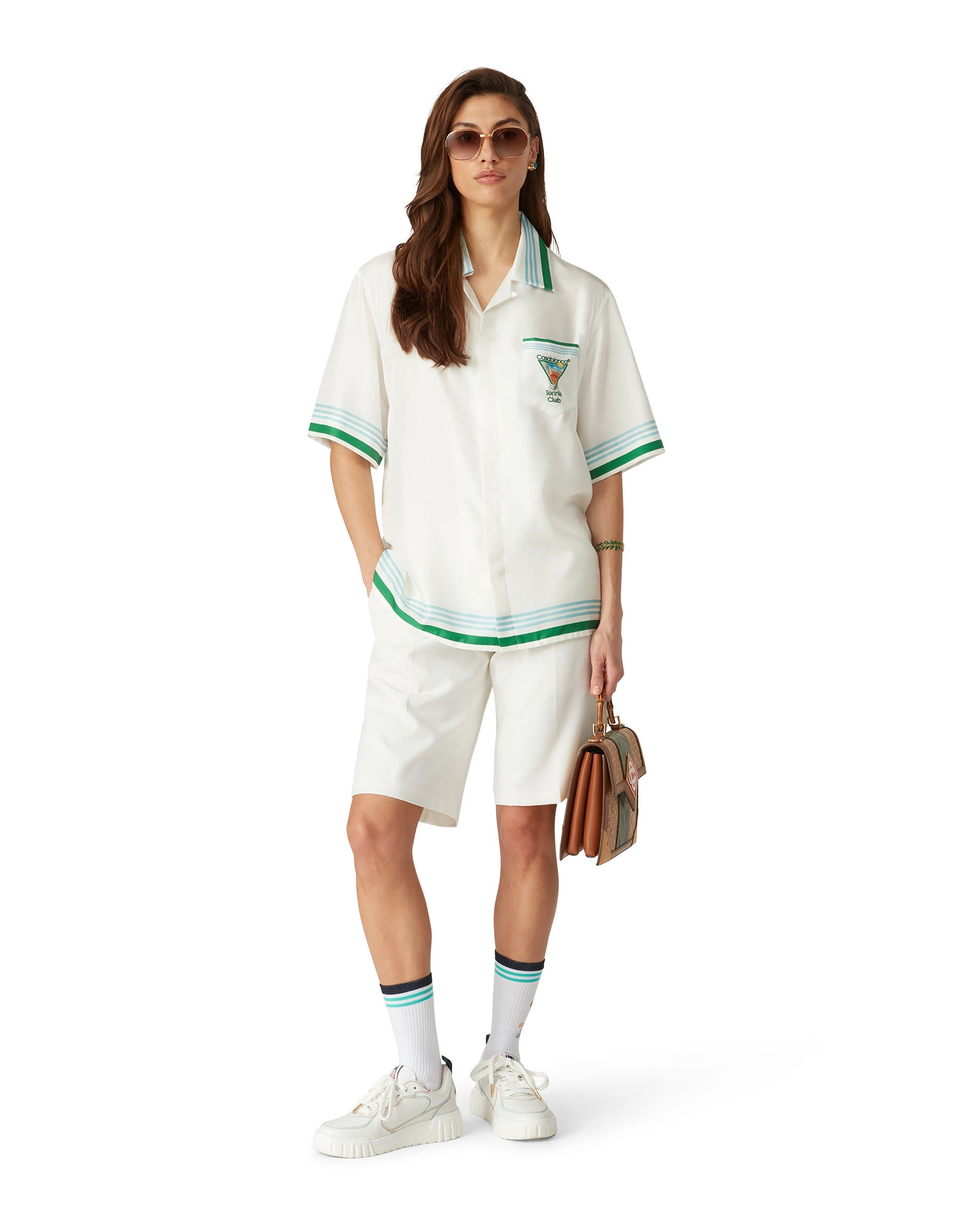 Metaphysical Tennis Icon Short-Sleeve Silk Shirt - 图片 2