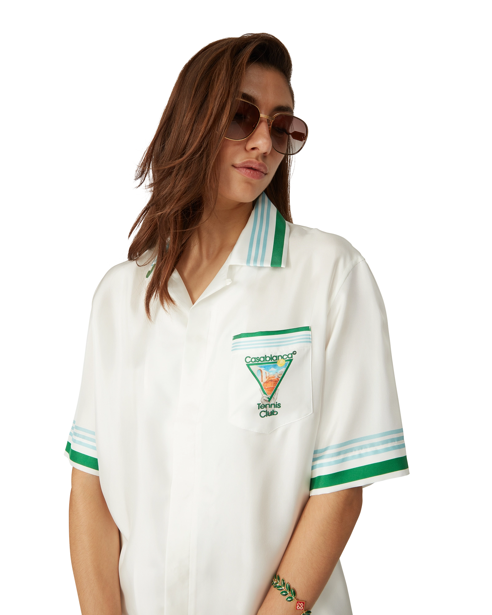 Metaphysical Tennis Icon Short-Sleeve Silk Shirt - 图片 5