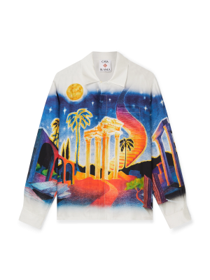 Midnight Acropolis Silk Long Sleeve Shirt