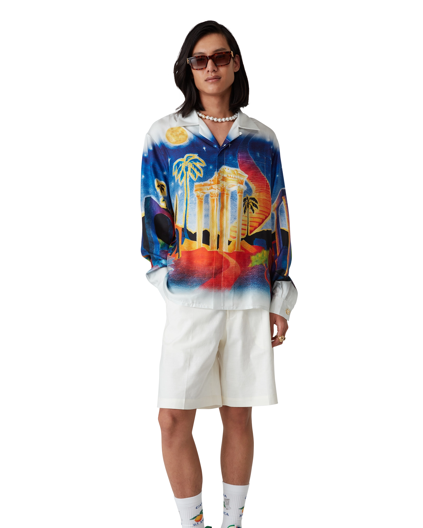 Midnight Acropolis Long Sleeve Silk Shirt - 图片 4