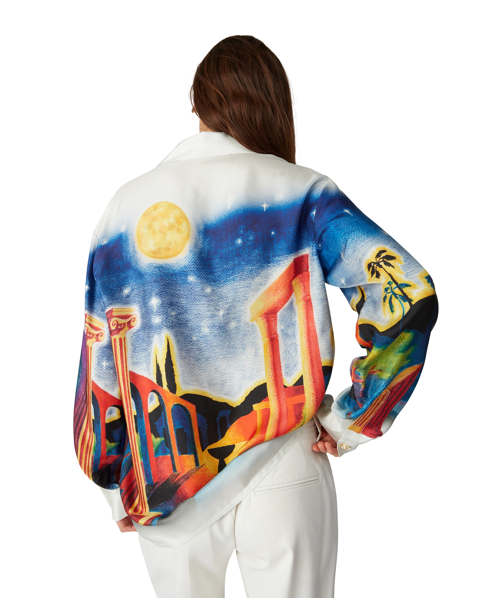 Midnight Acropolis Long Sleeve Silk Shirt - 图片 9