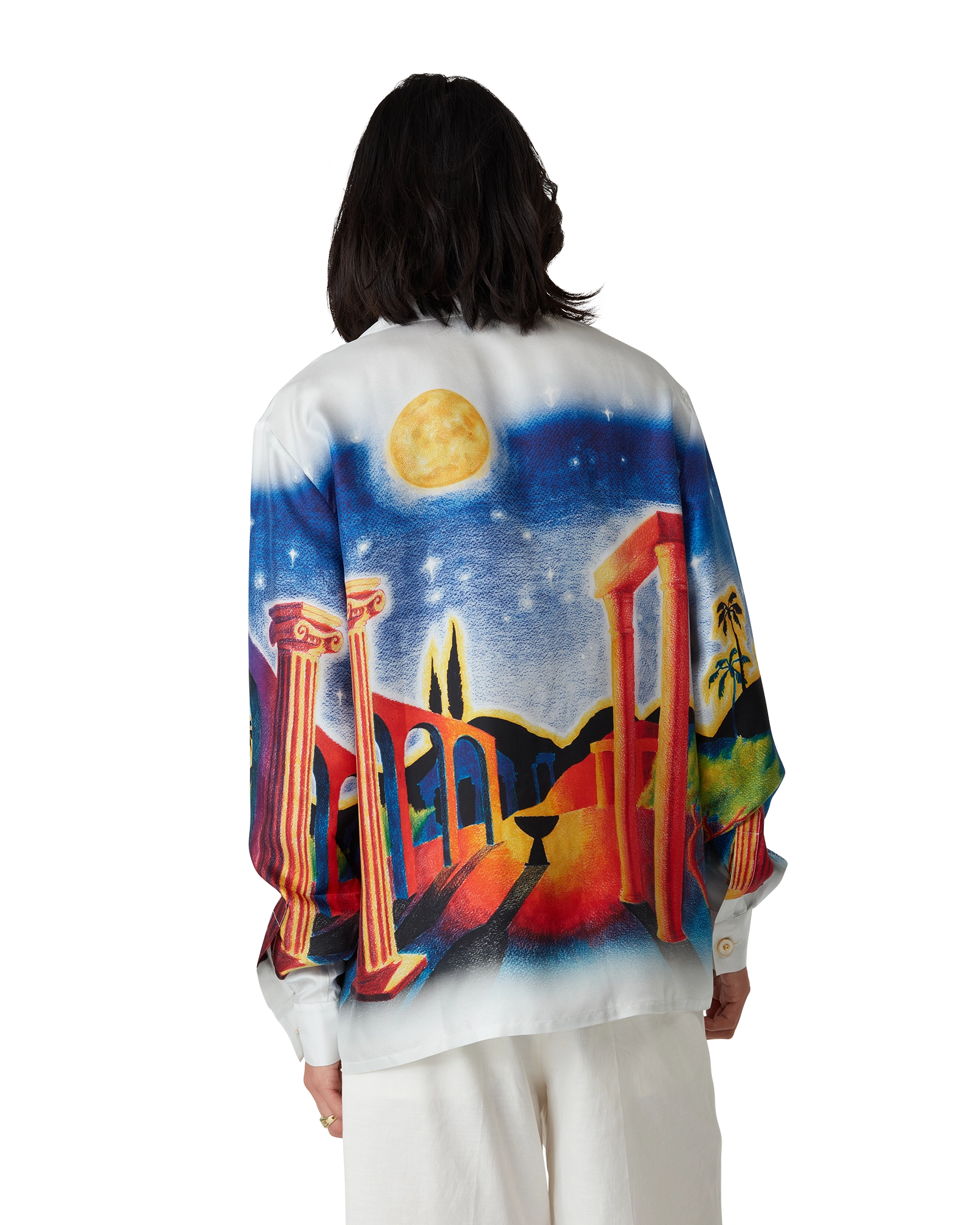 Midnight Acropolis Long Sleeve Silk Shirt - 图片 5